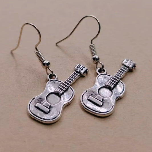 Vintage Fashion Rock Guitar Dangle Earrings Fashion Party Girls Pendant Earrings