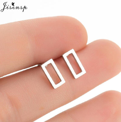Rectangular Stainless Steel Earrings Women Jewelry Small Studs Gifts Earring