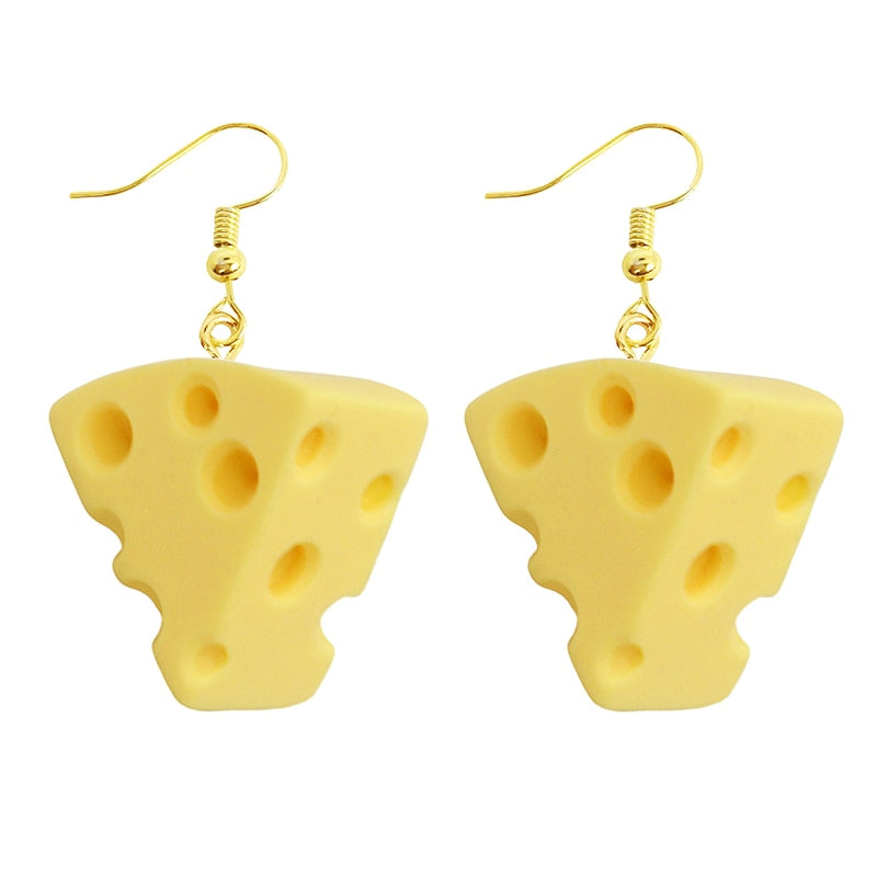 Cheese Funny Cute Resin Food Drop Earrings Women Creativity Jewelry Cute Earring