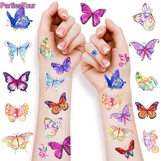 Butterfly Temporary Tattoos for Kids Womens Colorful Butterfly and Flowers