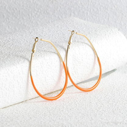 Orange Oval Hoop Earrings Cartoon Ear Pendants Accessories Women Jewelry