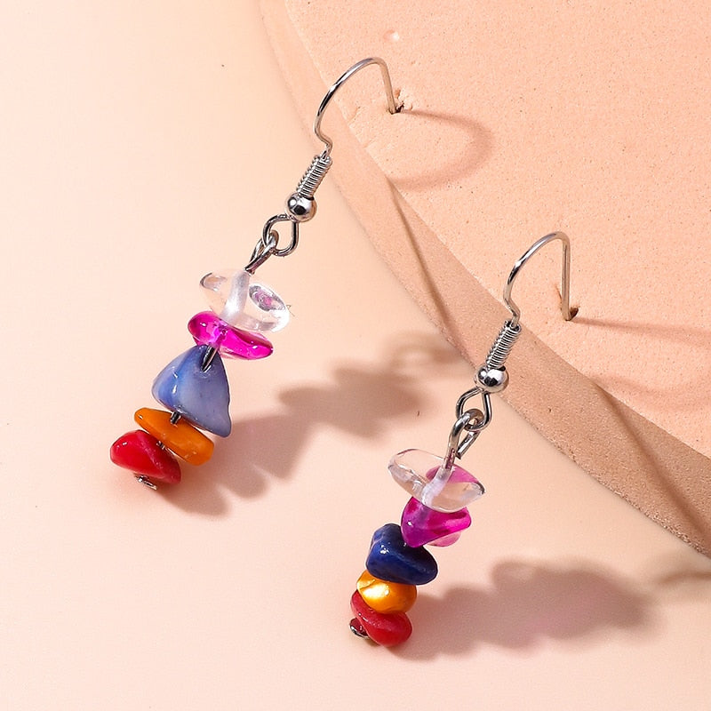 Multicolor Stone Beads Drop Dangle Earrings Trendy Women Fashion Earrings