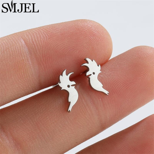 Parrot Design Stainless Steel Earrings Women Jewelry Small Studs Gifts Earring