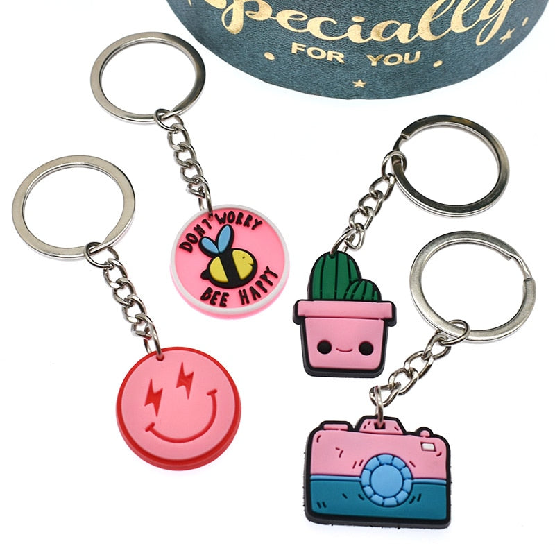 8 Styles Pink Palette Lovely Smiley face Cactus Camera Keychain Gift Cute Charms