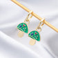 Green Mushroom Drop Earrings Cartoon Art Women Party Jewelry Ear Fashion Pendant