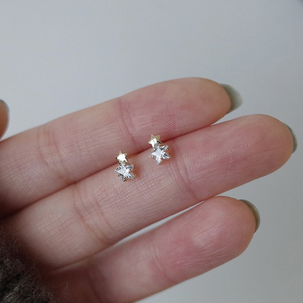 Mini Star Elegant Stud Earrings Cut Asymmetric Mini Earrings Ear Piercing