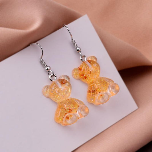 Peach Bear Drop Earrings Women Creativity Jewelry Cute Earring Girls Gift