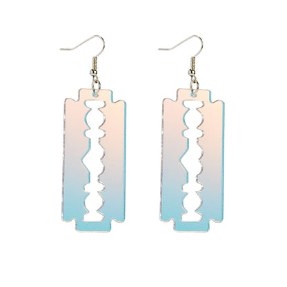 Holographic Acrylic Razor Dangle Earrings Women Travel Fashion Cartoon Earrings