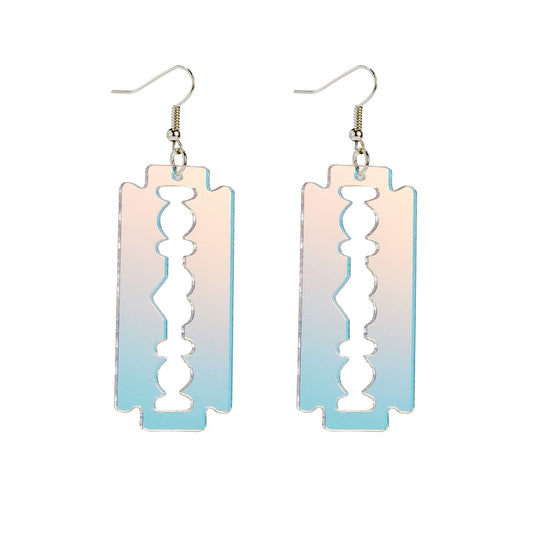 Holographic Acrylic Razor Dangle Earrings Women Travel Fashion Cartoon Earrings