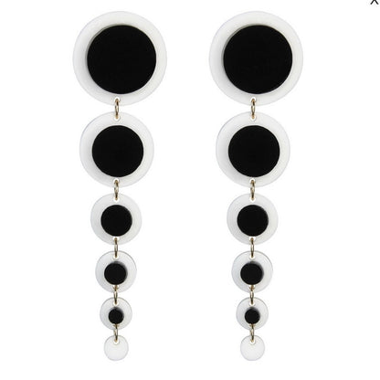 Black White Circles Acrylic Drop Earrings Women Travel Fashion Cartoon Earrings