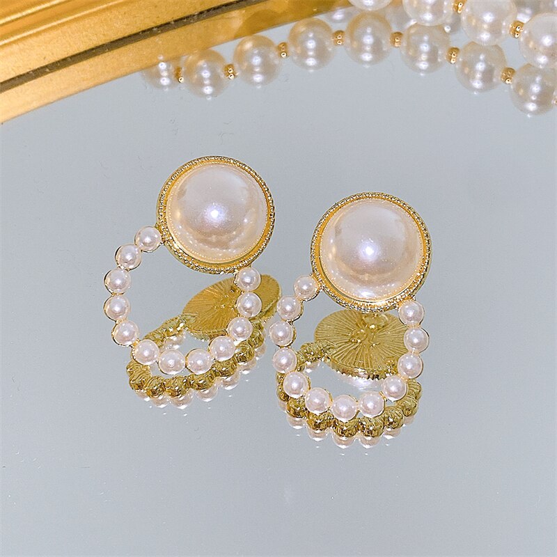 9 Styles Floral Pearl Lady Cute Stud Earrings for Women Jewelry Girls Earrings