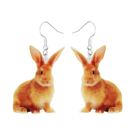 Brown Rabbit Drop Earrings Women Fashion Creative Art Cute Stylish Jewelry