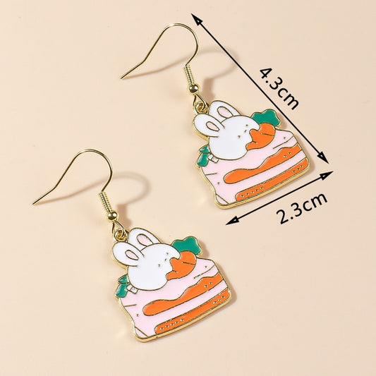 Carrot Bunny Cake Drop Earrings Women Creativity Jewelry Cute Earring Girls Gift