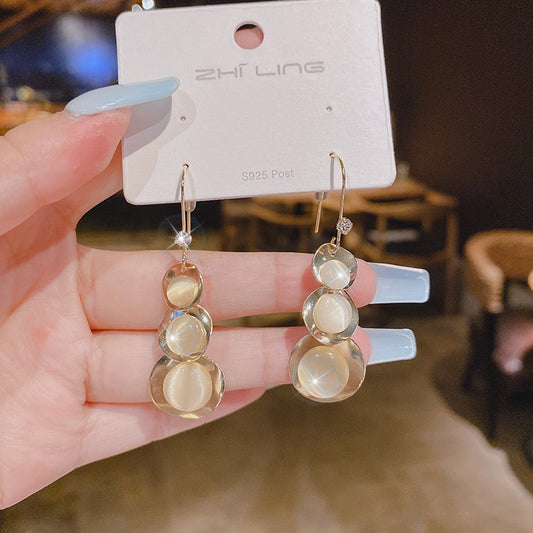 Beige Opal Lady Cute Dangle Earrings for Women Jewelry Girls Earrings