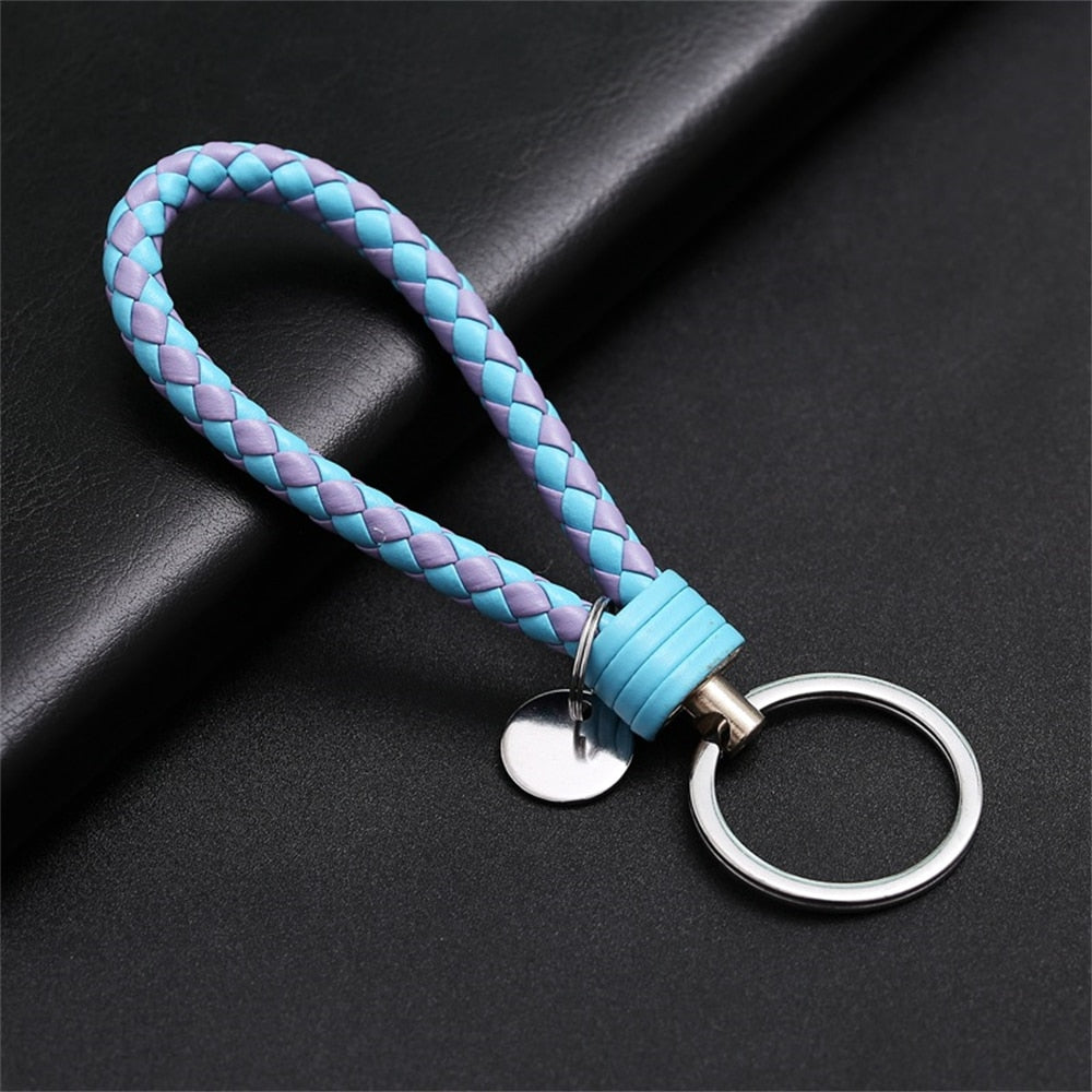 39 Styles PU Leather Braided Woven Rope Keychain DIY Bag Pendant Key Chain