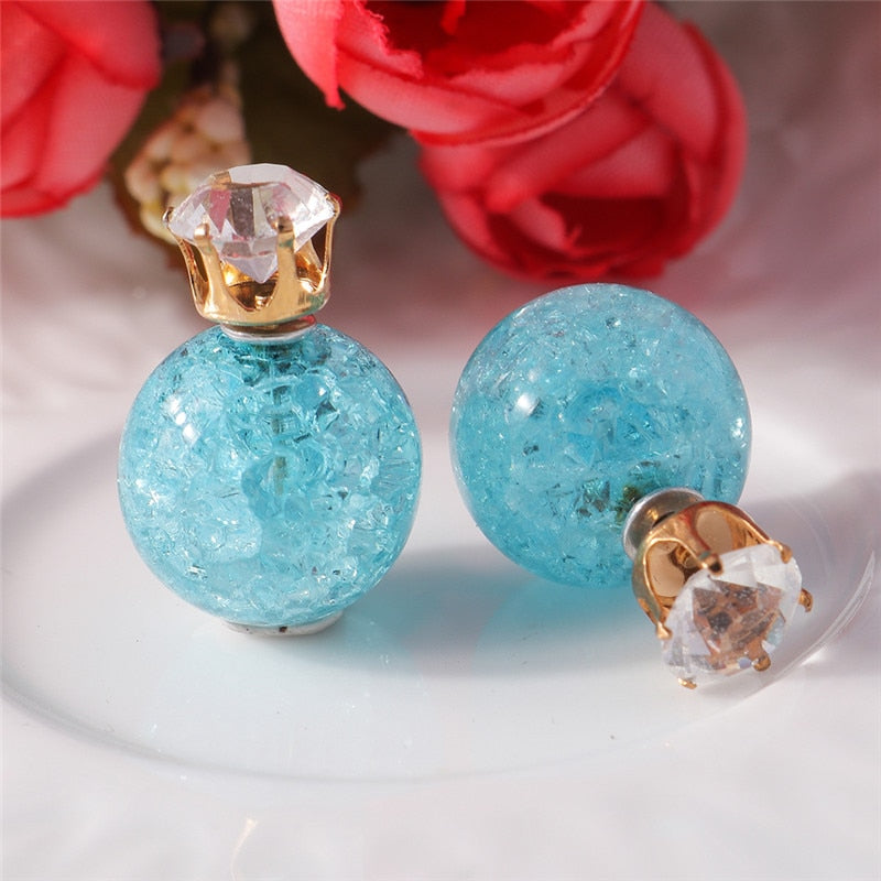 Colorful Crystal Ball Fashion Earrings Women Girls Stud Earrings Wedding Jewelry