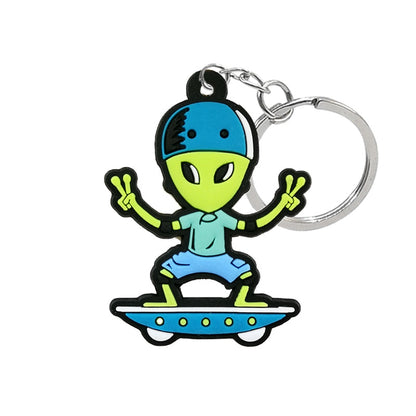 Peace Alien Keyring Cute Cartoon Style Keychains Bag Car Pendant Jewelry Gift