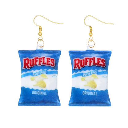 19 Styles Acrylic Snacks Potato Chips Mix Bags Design Dangle Earrings Women