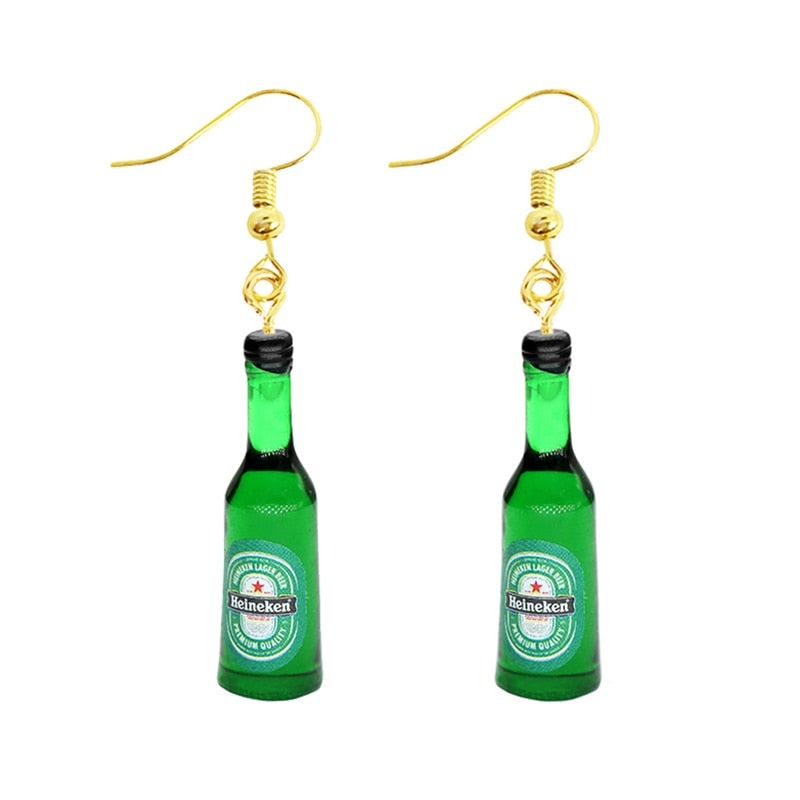 Beer Bottle Funny Cute Resin Food Drop Earrings Women Creativity Jewelry Cute