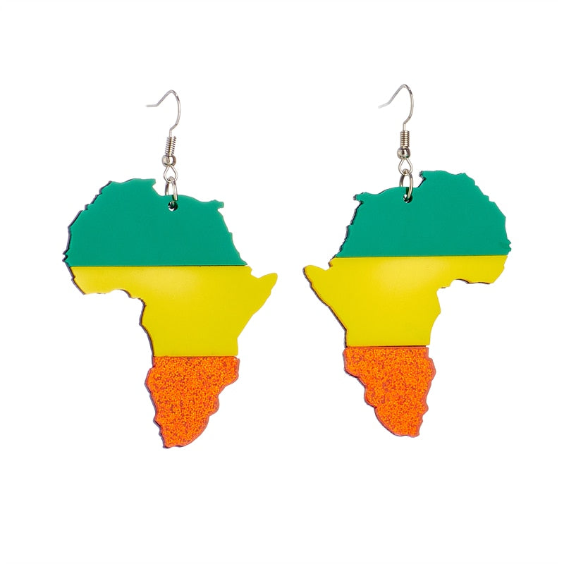 Africa Shape Drop Earrings Hip Hop Art Women Party Jewelry Ear Fashion Pendant