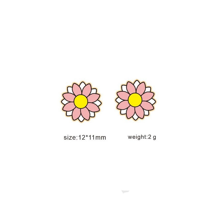 Easter Daisy Wooden Stud Earrings Women Gifts Earring Cute Girls Eardrop Jewelry