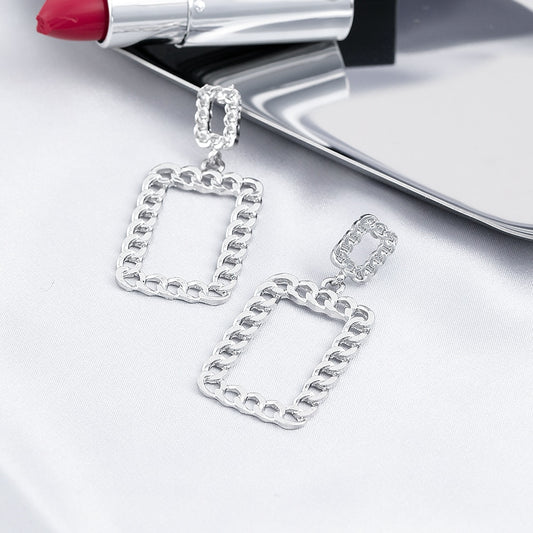 Rectangular Chain Patter Dangle Earrings Women Girl Fashion Trendy Jewelry