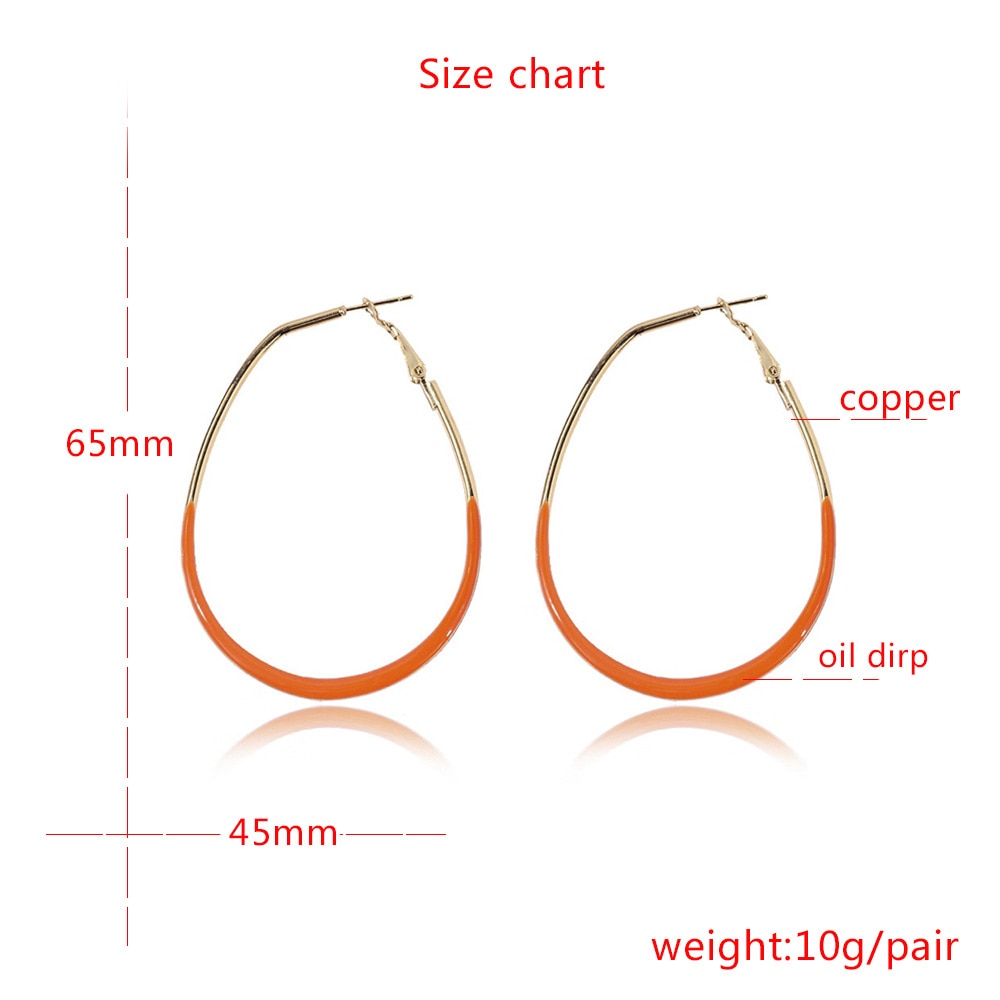 Orange Oval Hoop Earrings Cartoon Ear Pendants Accessories Women Jewelry