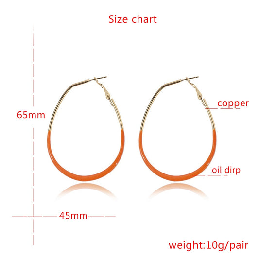 Orange Oval Hoop Earrings Cartoon Ear Pendants Accessories Women Jewelry