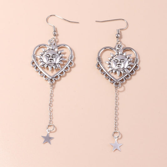 Sun In Heart Drop Earrings Women Creativity Jewelry Cute Earring Girls Gift