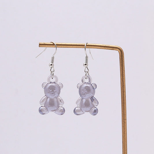 Grey 3D Bear Drop Earrings Women Creativity Jewelry Cute Earring Girls Gift