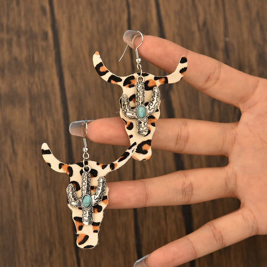 Creative Bull Head Cactus Drop Earrings Jewelry For Women Fashion Accessories