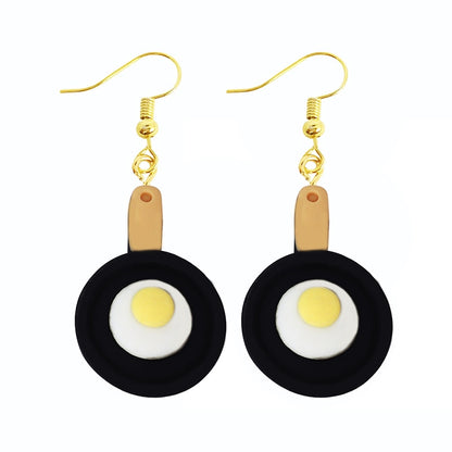 Frying Pot Funny Cute Resin Food Drop Earrings Women Creativity Jewelry Cute