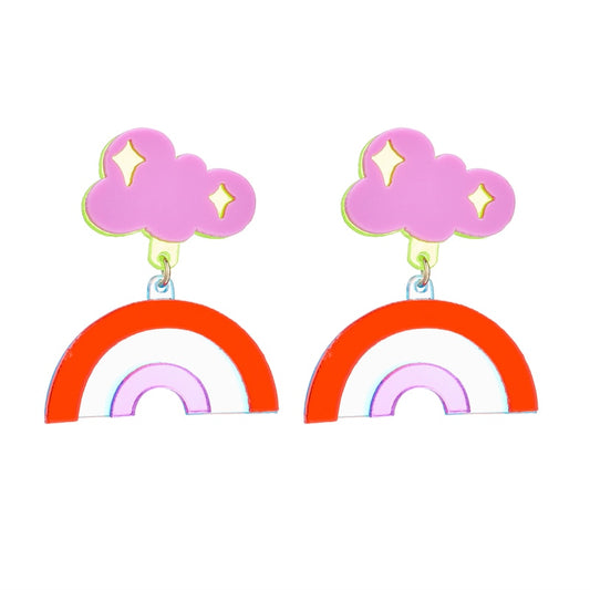 Pink Cloud Rainbow Drop Earrings Women Travel Fashion Cartoon Earrings Creative