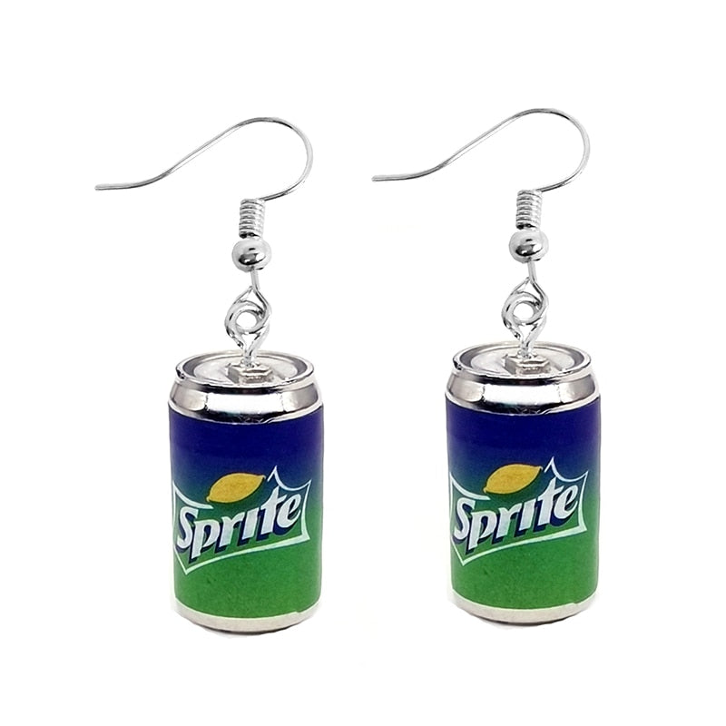 Lemon Soda Can Drop Earrings Women Art Fashion Cartoon Earrings Creative Jewelry