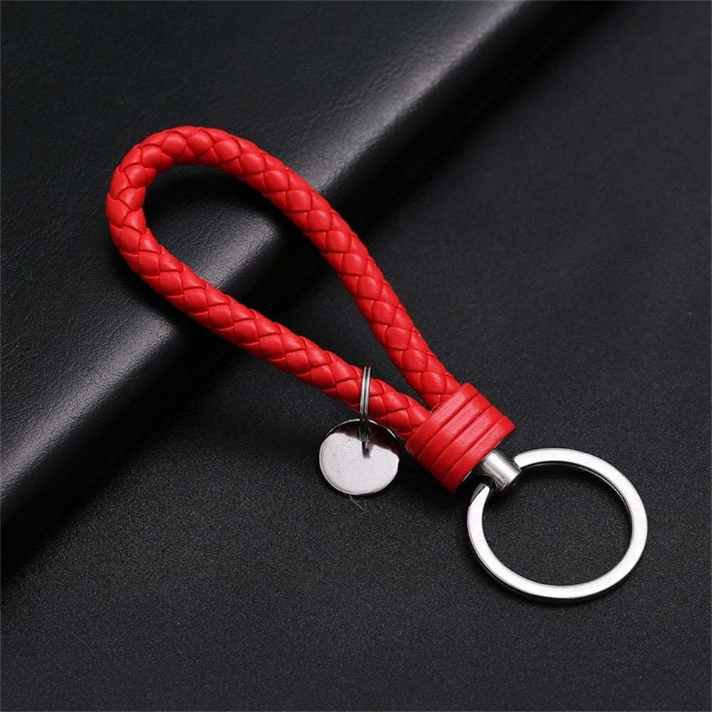 39 Styles PU Leather Braided Woven Rope Keychain DIY Bag Pendant Key Chain