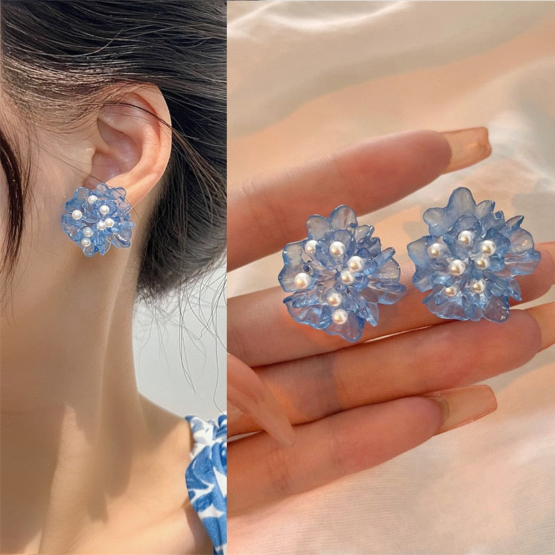 34 Styles Resin Flower Petal Dangle Earrings Fashion Party Girls Pendant