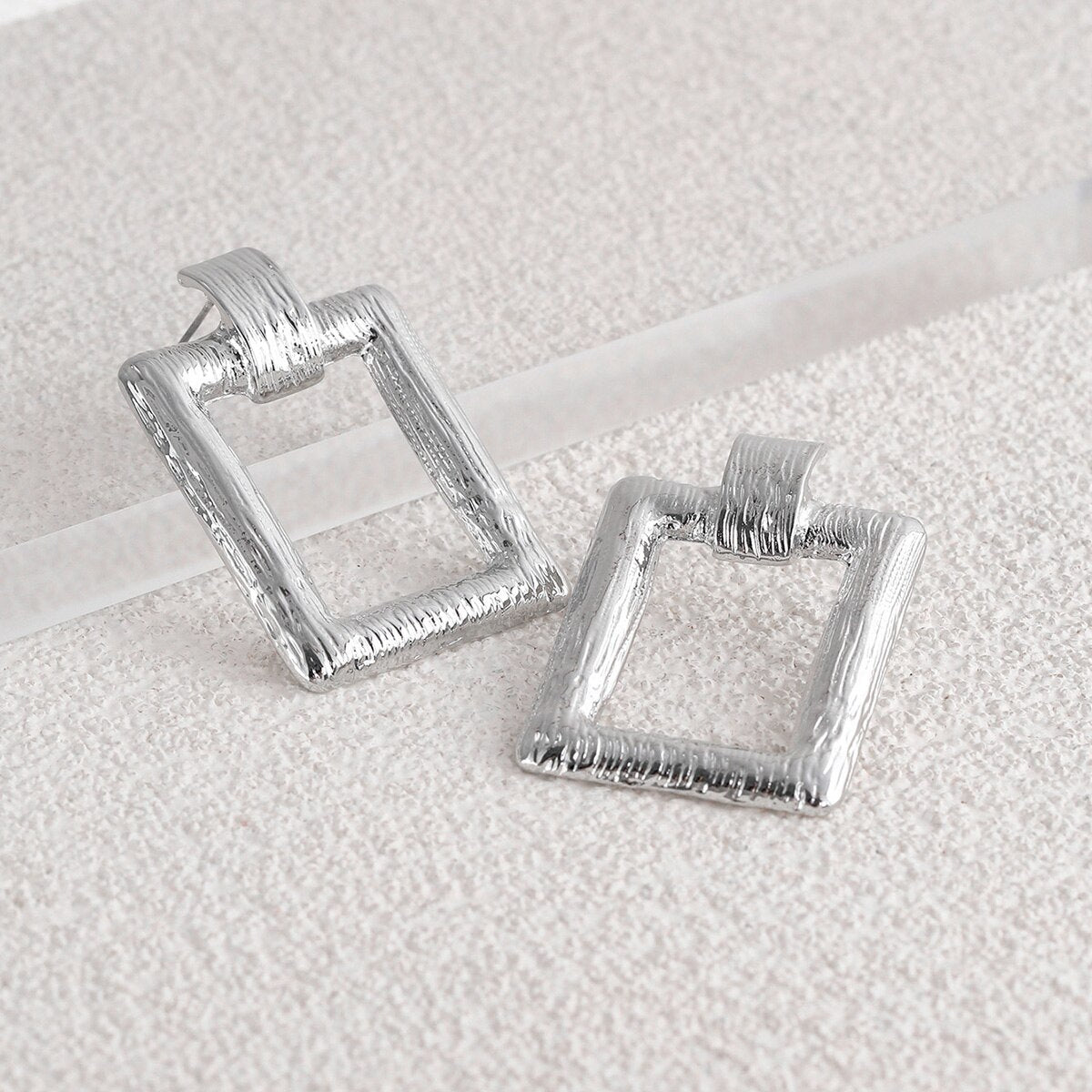 Textured Rectangular Stud Earrings for Fashion Stylish Jewelry Drop Earrings