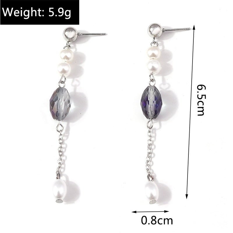Hologhaphic Oval Bead Detail Drop Dangle Earrings Trendy Women Fashion Earrings