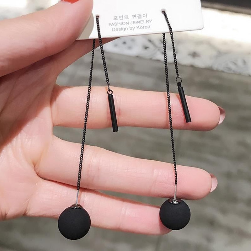 Black Matte Pendant Drop Earrings Women Party Wedding Jewelry Dangle Gifts