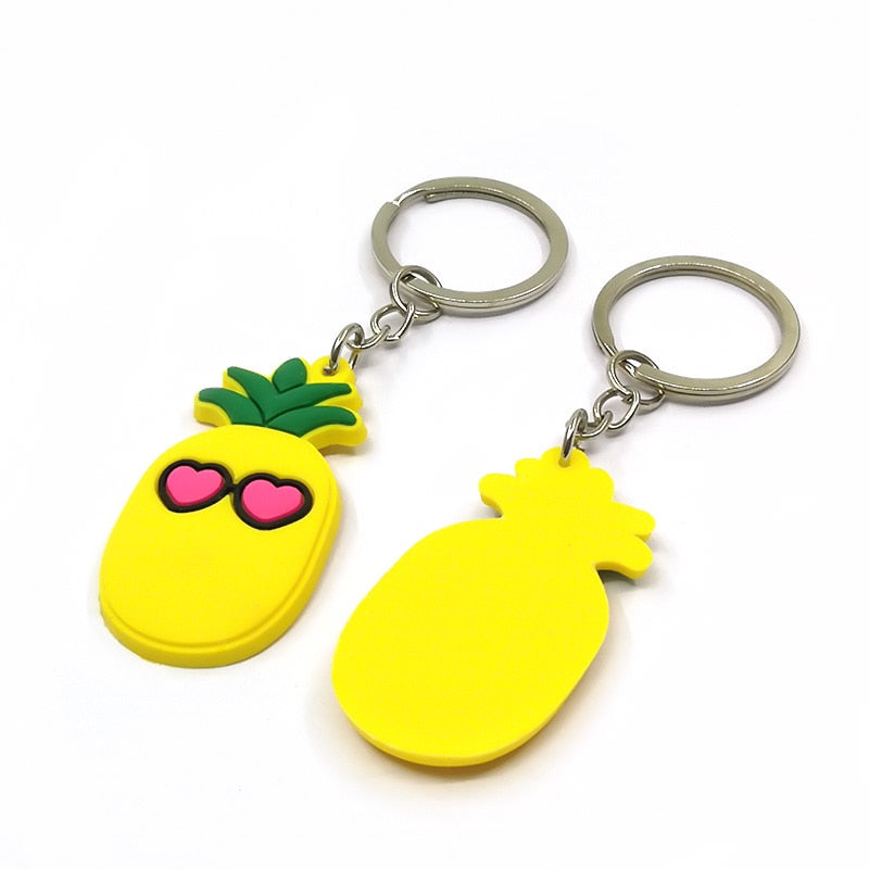 14 Styles PVC Cute Keychain Lovely Fruit Pineapple Cherry Car key Pendant