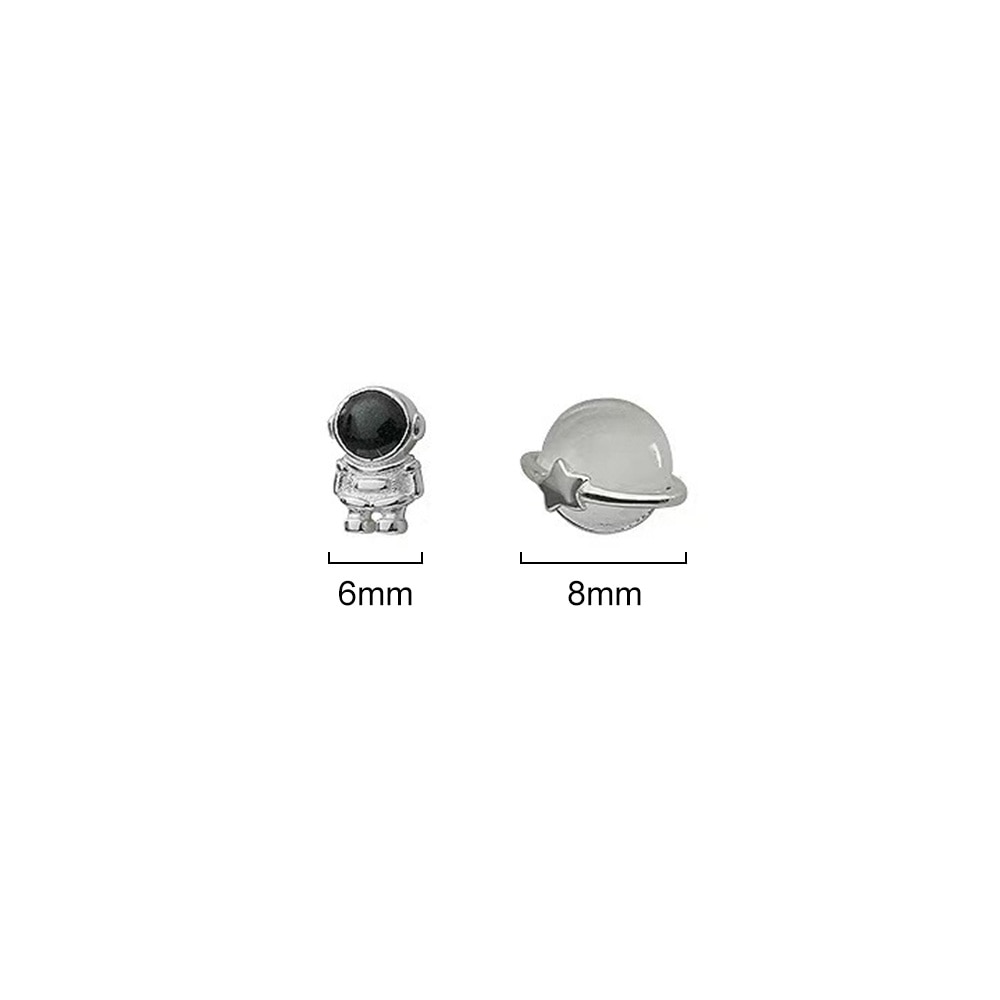 Astronaut Planet Mini Stud Earrings Cut Asymmetric Mini Earrings Ear Piercing