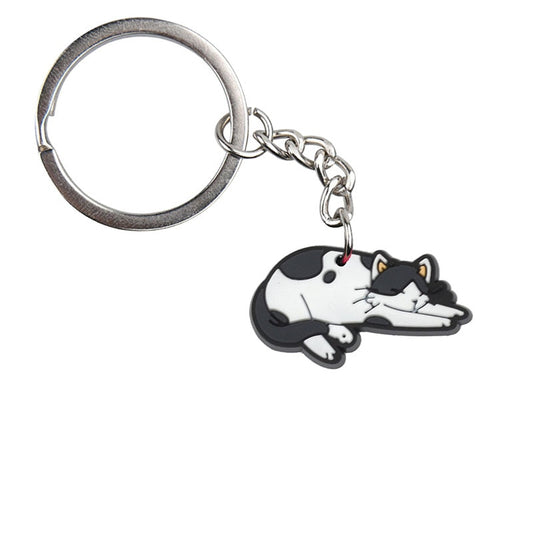 Black And White Cat Keychain Gift for Cat Owner Cartoon Creative Gift Key Holder