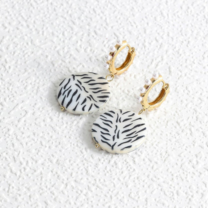 Zebra Pattern Drop Earrings Women Travel Fashion Cartoon Earrings Creative