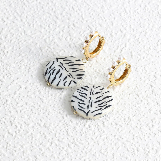 Zebra Pattern Drop Earrings Women Travel Fashion Cartoon Earrings Creative