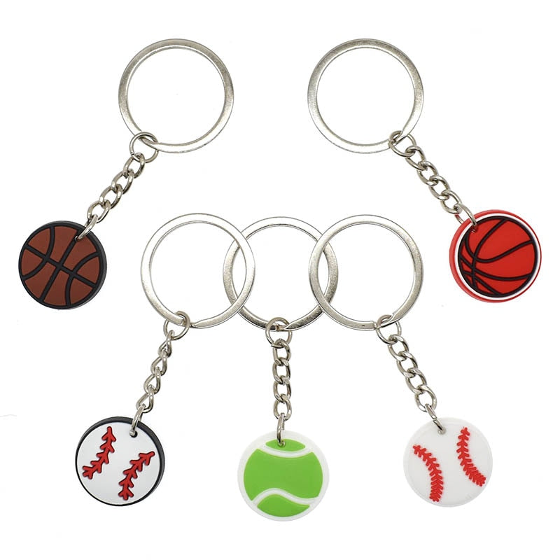 34 Styles Basketball Tennis Baseball Softball Keychain PVC Sports Pendant Key