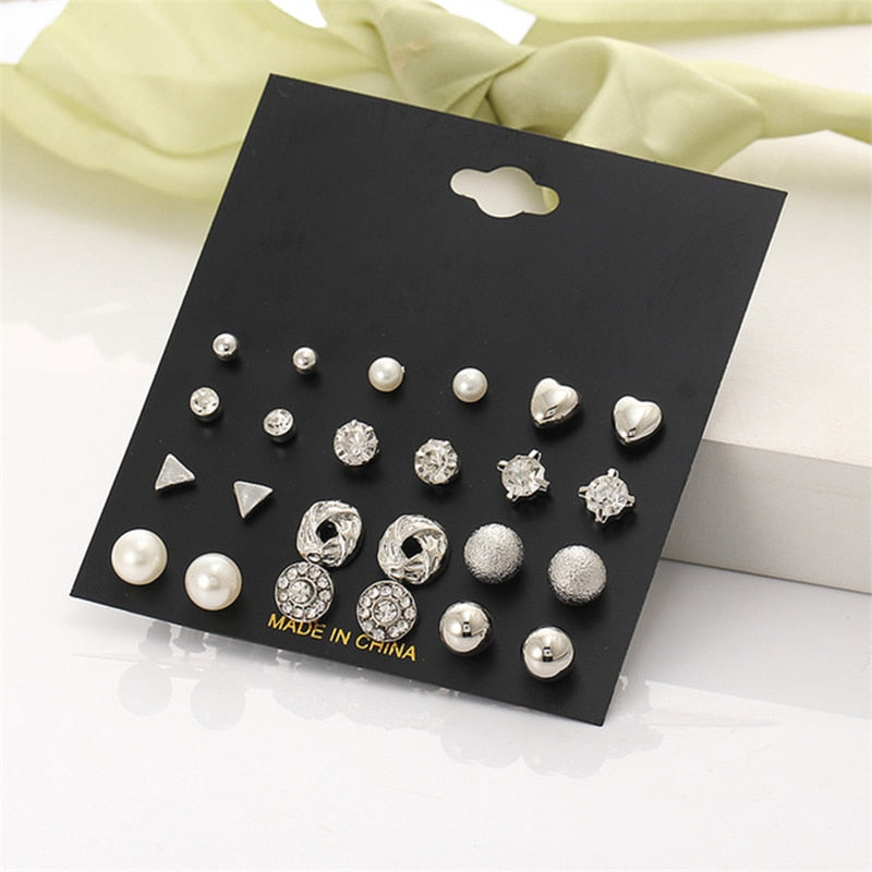 12 Pairs Mixed Style Stud Earrings Women Gifts Earring Cute Girls Eardrop