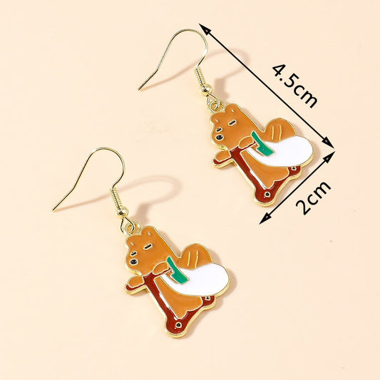 Squirrel with Skate Drop Earrings Women Creativity Jewelry Cute Earring Girls