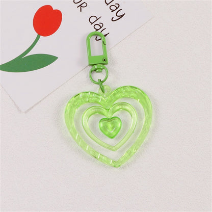 6 Colors Hollow Heart Acrylic Keychain Cute Earphone Case Pendant For Girls