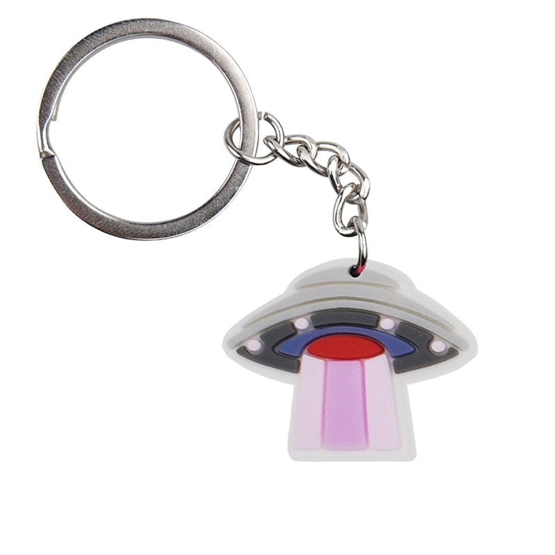 Spaceship Soft PVC Rubber Keychain Keyring Women Bag Accessories Cute Gifts For