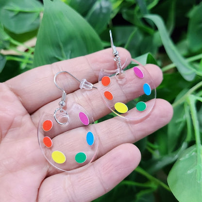 Colorful Art Paint Drop Earrings Female Travel Cartoon Earrings Creative Art